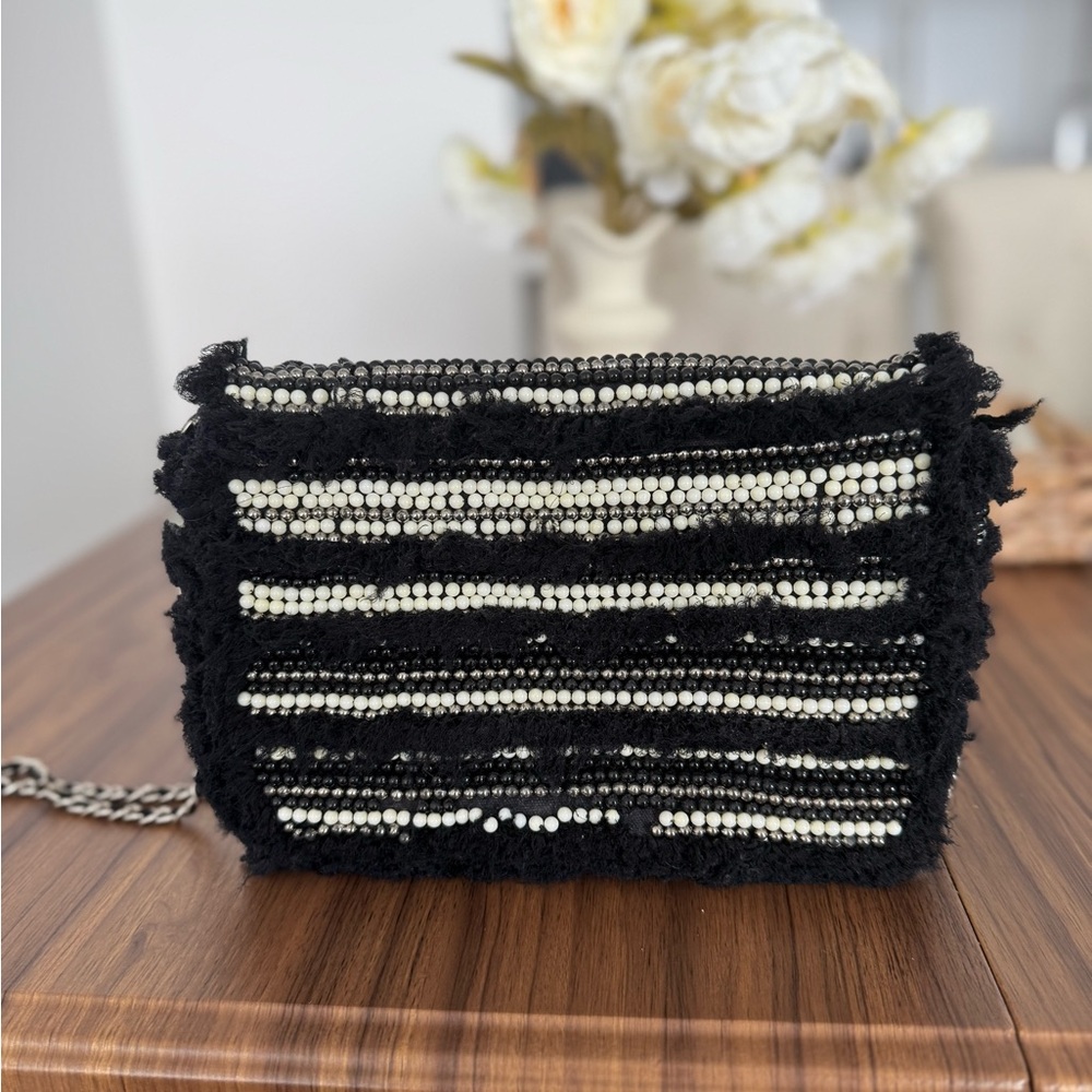 Zara Black and White Beaded Women's Bag